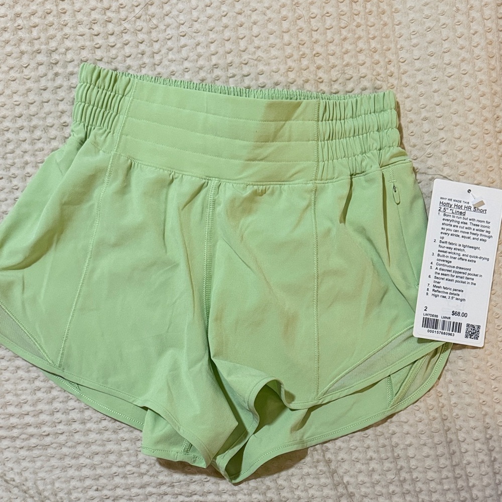 Lululemon Hotty Hot Light Green Athletic Shorts